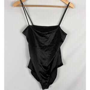 NWT Topshop Black Velour Bodysuit Size 10